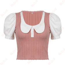 pink knitted short sleeve women